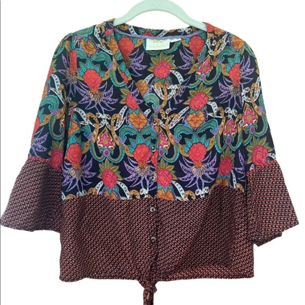 Maeve cropped tie blouse. Size small. EUC. No flaws.